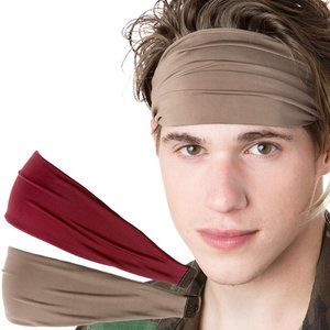 Xflex 2-pack Men's Basic Taupe & Burgundy Adjustable Spandex Sport Headband Pack